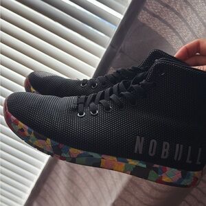 NOBULL Black High-Top Shoes with Multicolor Sole